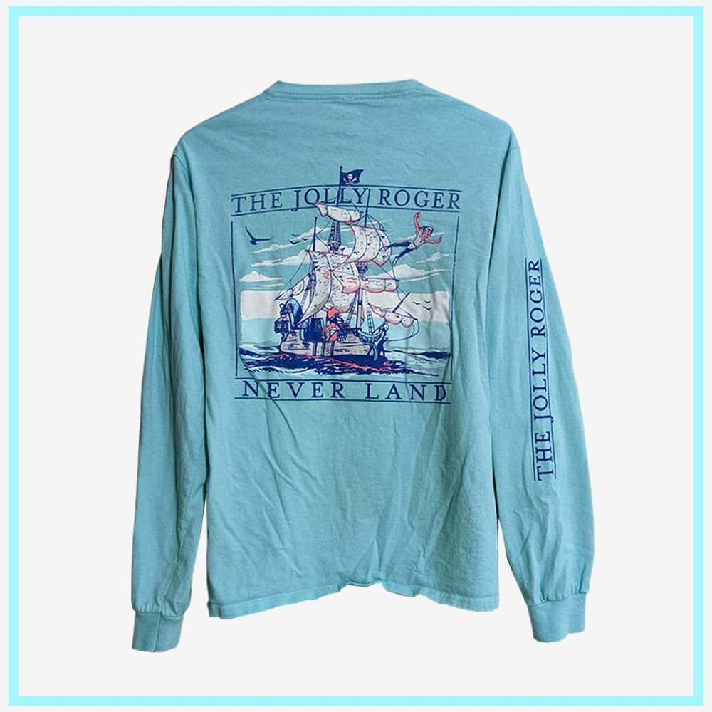 Disney Peter Pan Long Sleeve Shirt Teen Size Small Blue Aqua